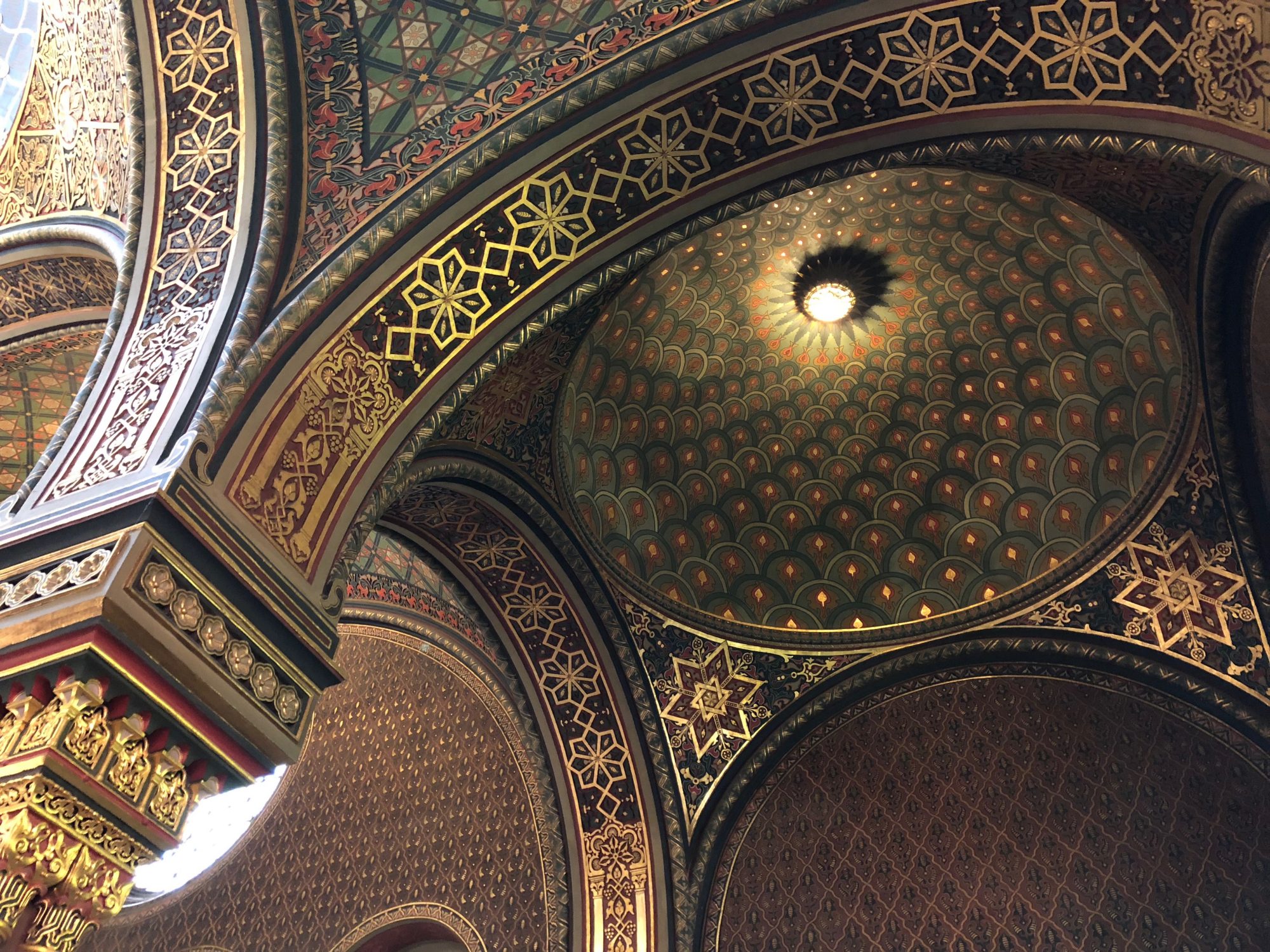 Inside view of Spanish Synagogue in Jewish Quarter of Prague, Josefov