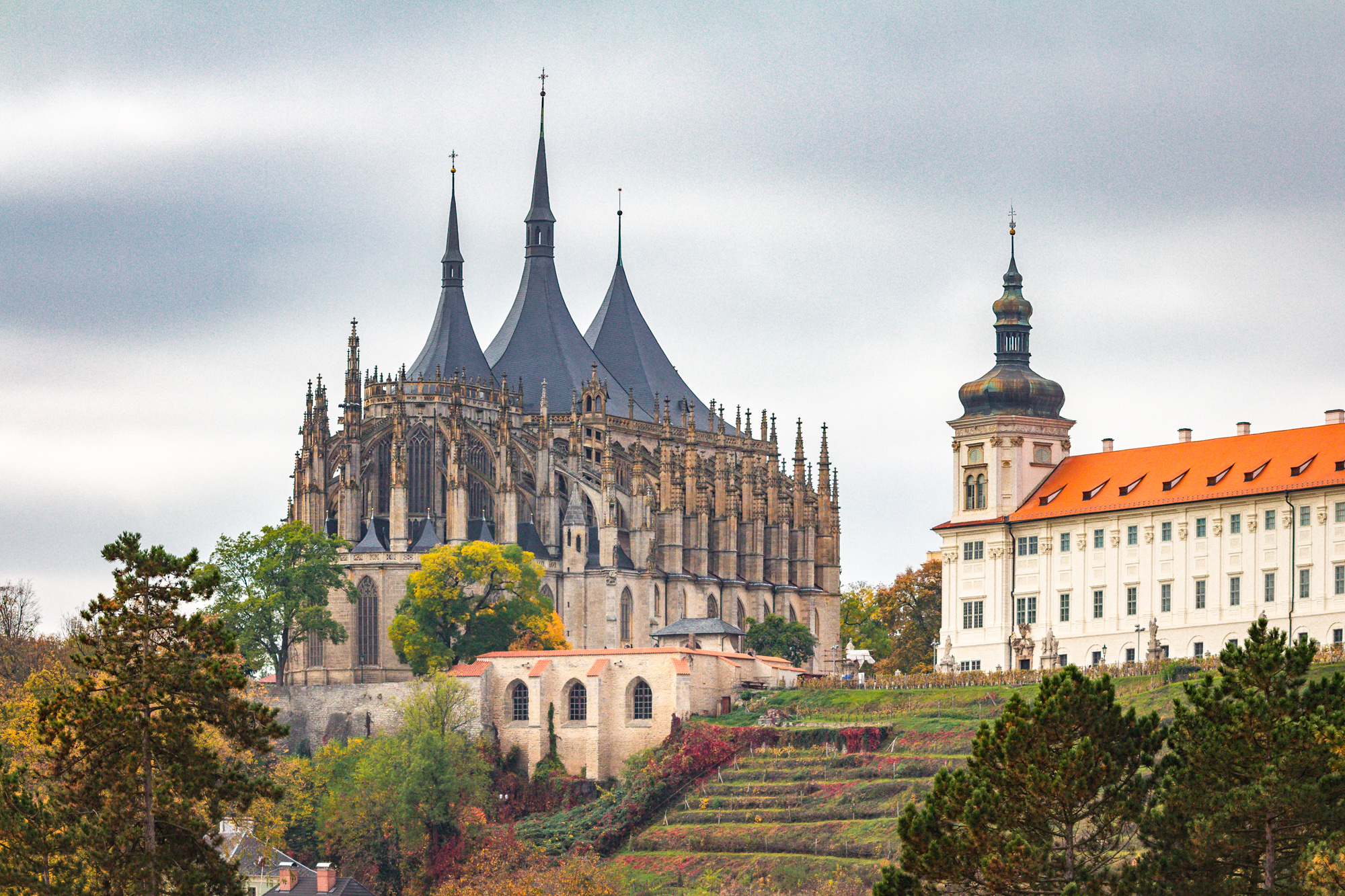 Kutna Hora, view of the St. Barbara Church and Jesuit College