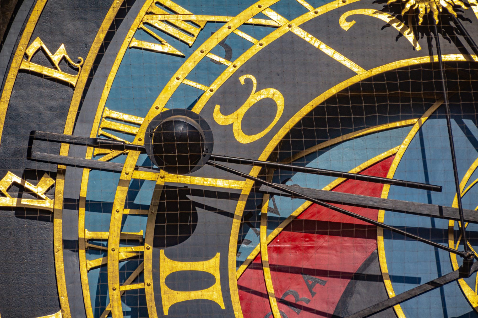 Photo of the Astronomical Clock with a detail of the Moonball